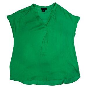 Bright Green Rachel Ray V Neck Blouse Cap Sleeve Size Medium